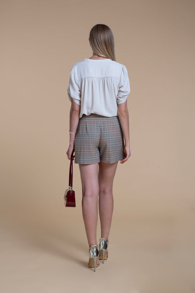 Naf Naf Jupe Short Bobbie Tweed Marron