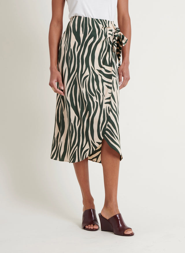 Naf Naf Jupe Zebra Kaki/Ecru