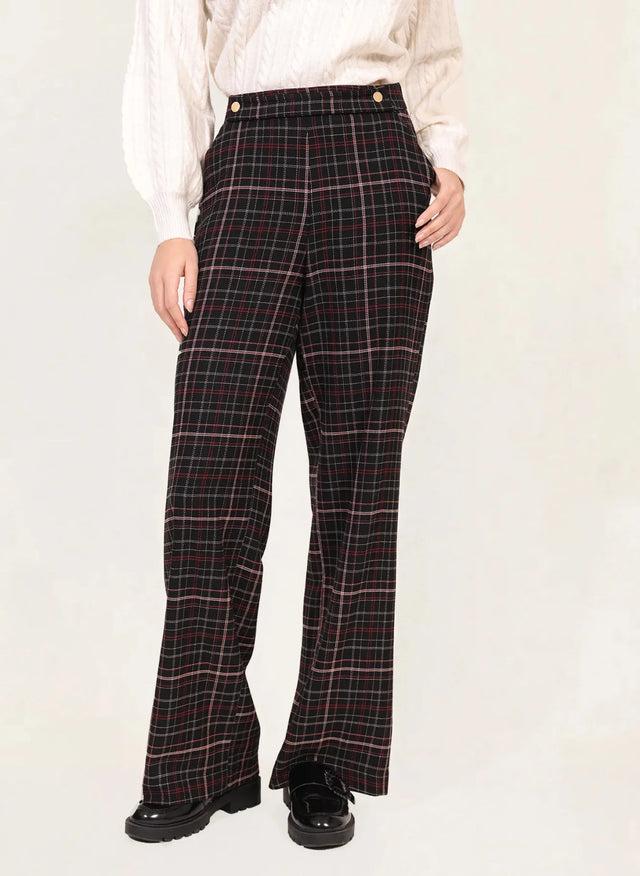 Naf Naf Pantalon Elise Carreaux Gris