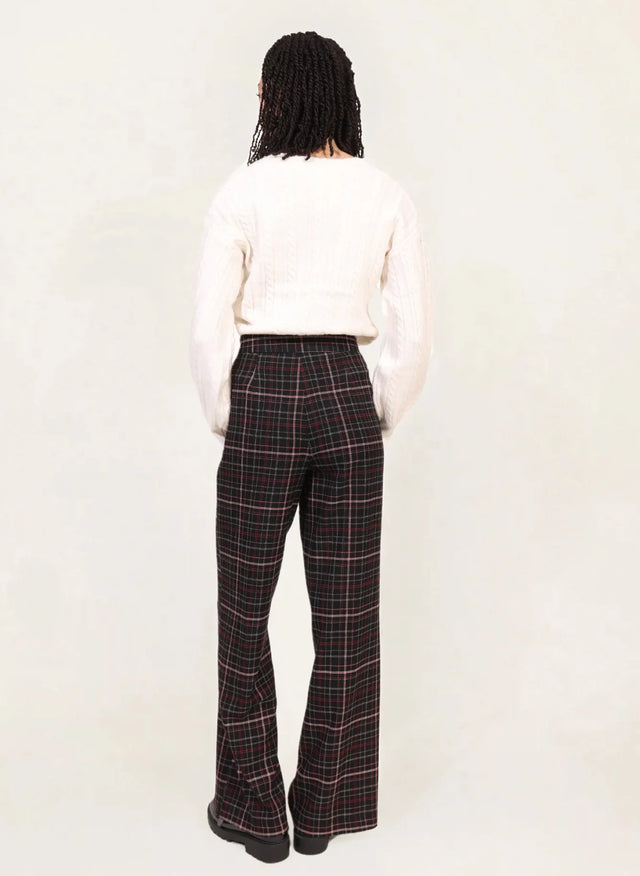 Naf Naf Pantalon Elise Carreaux Gris