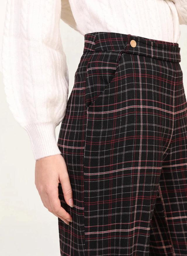 Naf Naf Pantalon Elise Carreaux Gris