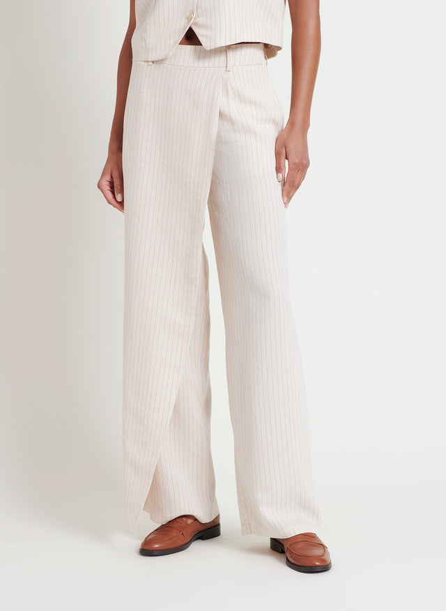 Naf Naf Pantalon Thylia Rayures Beige/Noir