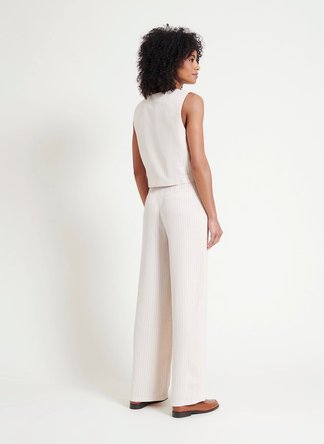 Naf Naf Pantalon Thylia Rayures Beige/Noir