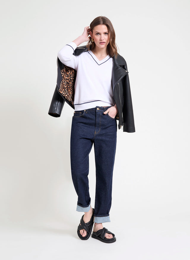 Naf Naf Pull Minabi Ecru/ Midnight Rayures