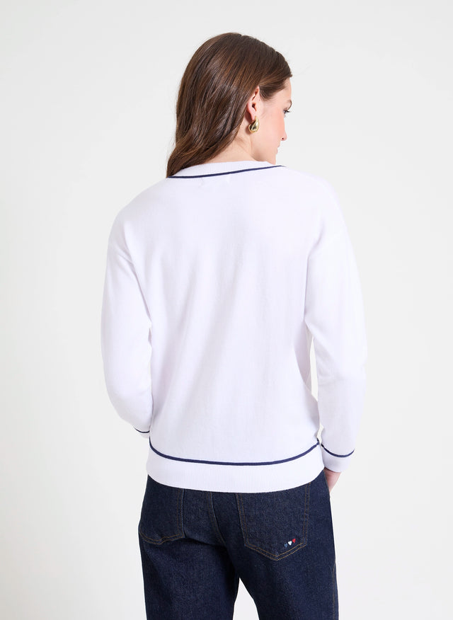 Naf Naf Pull Minabi Ecru/ Midnight Rayures