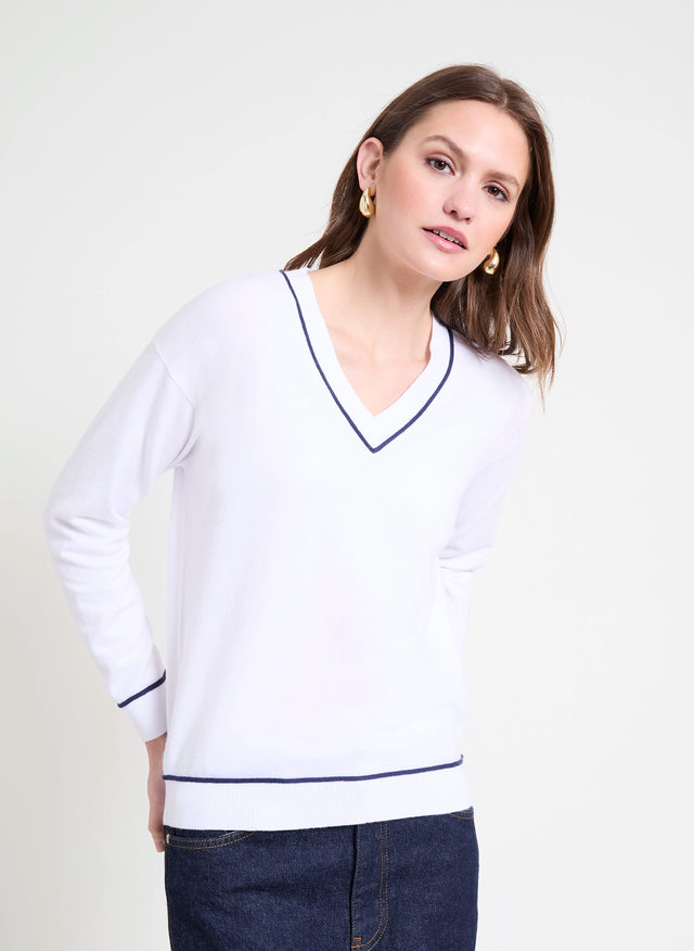 naf naf Pull Minabi Ecru/ Midnight Rayures