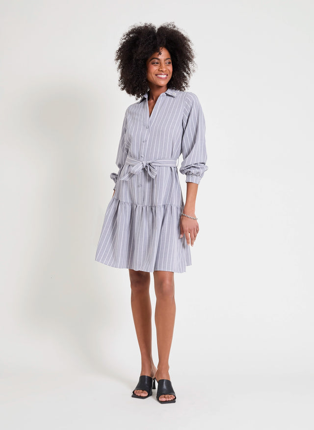 Naf Naf Robe Barcelone Gris/Blanc
