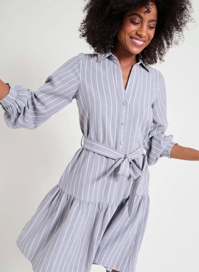 naf naf Robe Barcelone Gris/Blanc