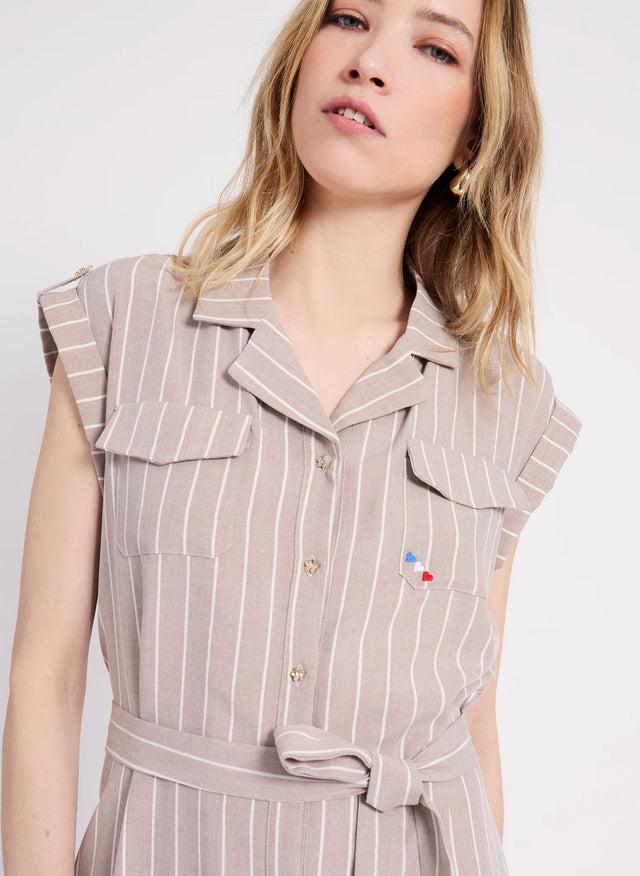 Naf Naf Robe Folla Beige Clair/ Blanc