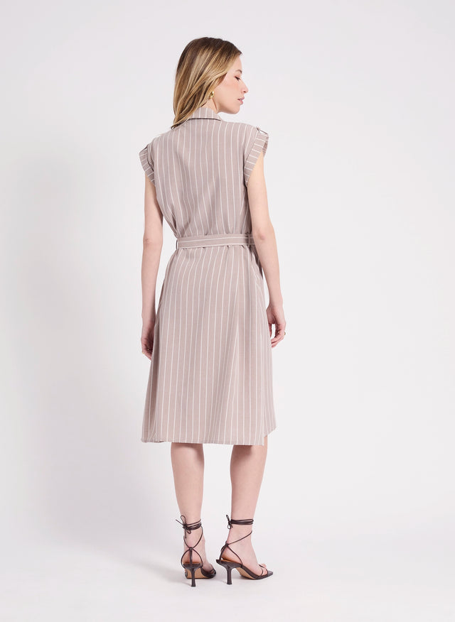 Naf Naf Robe Folla Beige Clair/ Blanc