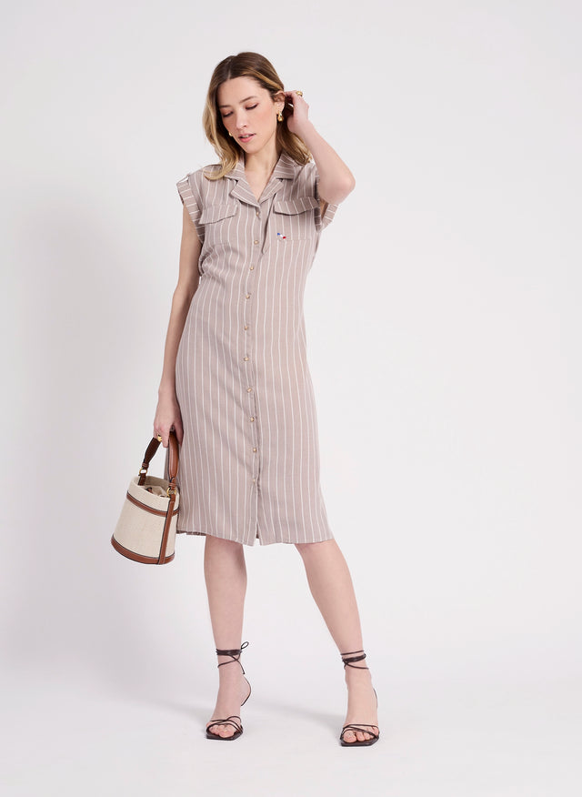 naf naf Robe Folla Beige Clair/ Blanc