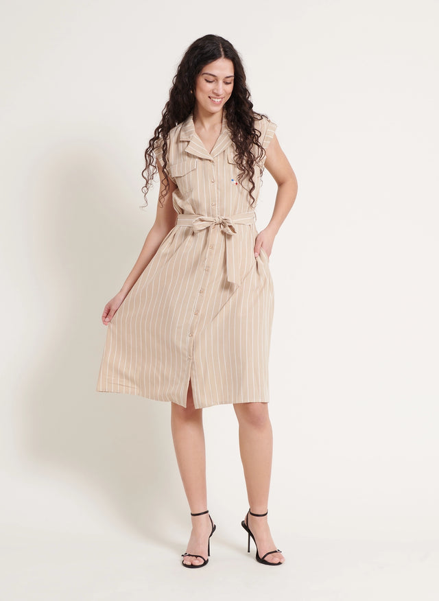 naf naf Robe Folla Chamoise/Blanc