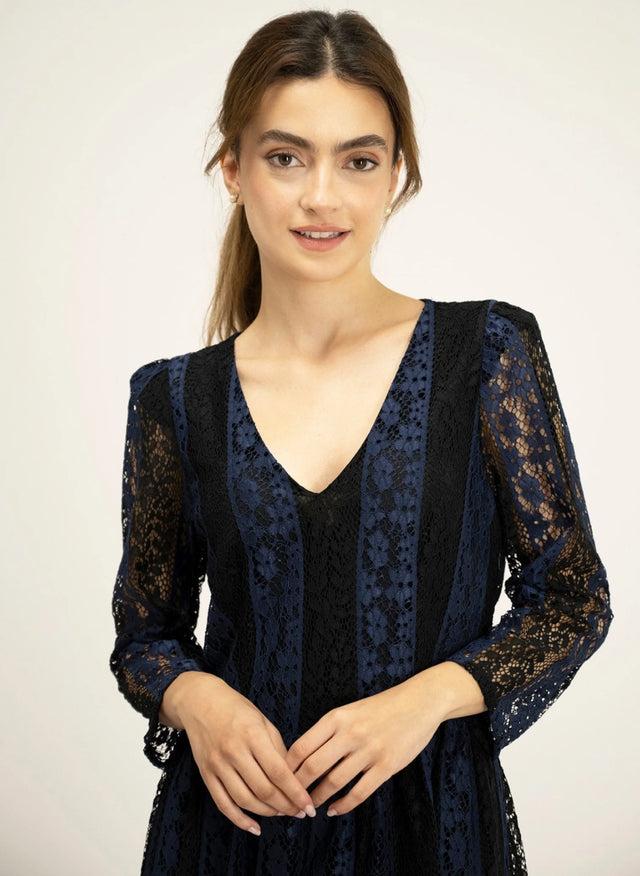 Naf Naf Robe Noeudpap Bleu Marine / Noir
