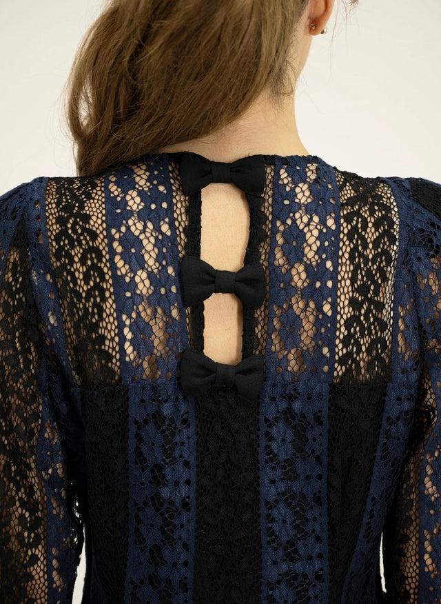 Naf Naf Robe Noeudpap Bleu Marine / Noir