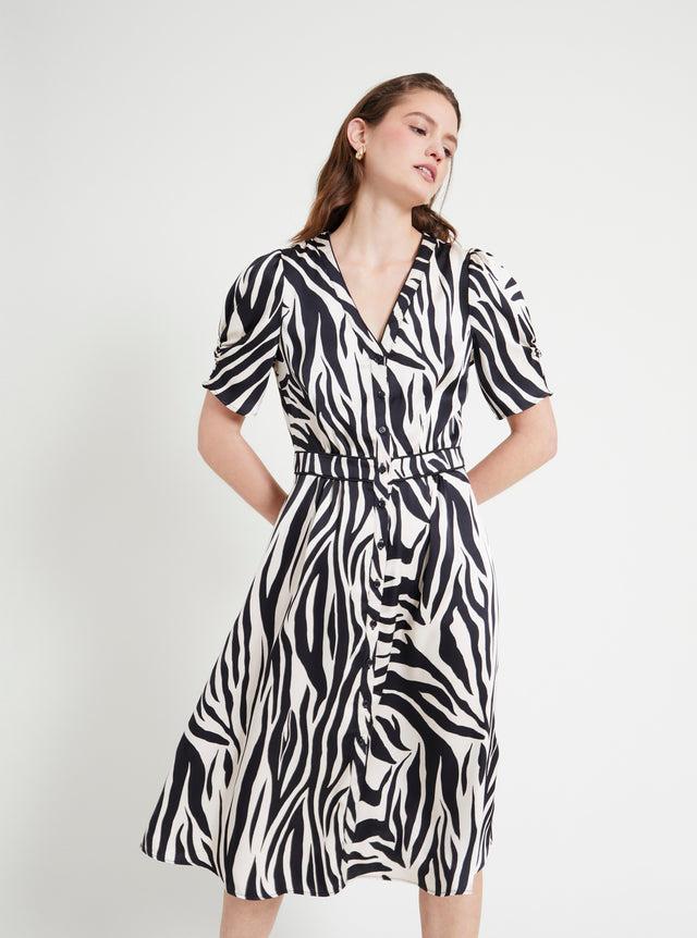 Naf Naf Robe Zebra Noir/Ecru