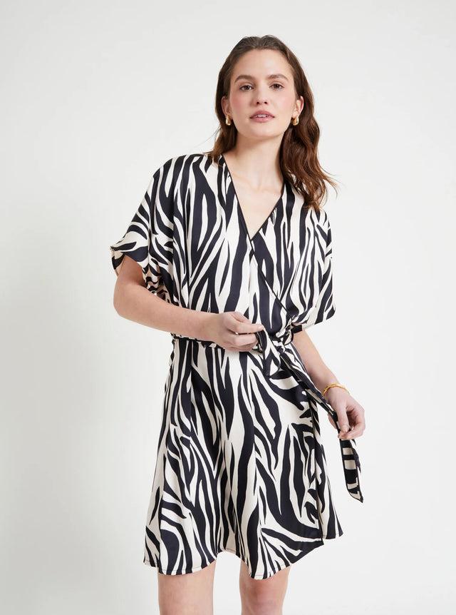 naf naf Robe Zebra Noir/Ecru