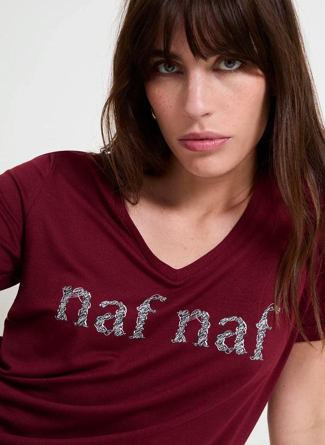 Naf Naf T-shirt Amora Bordeaux Fonce