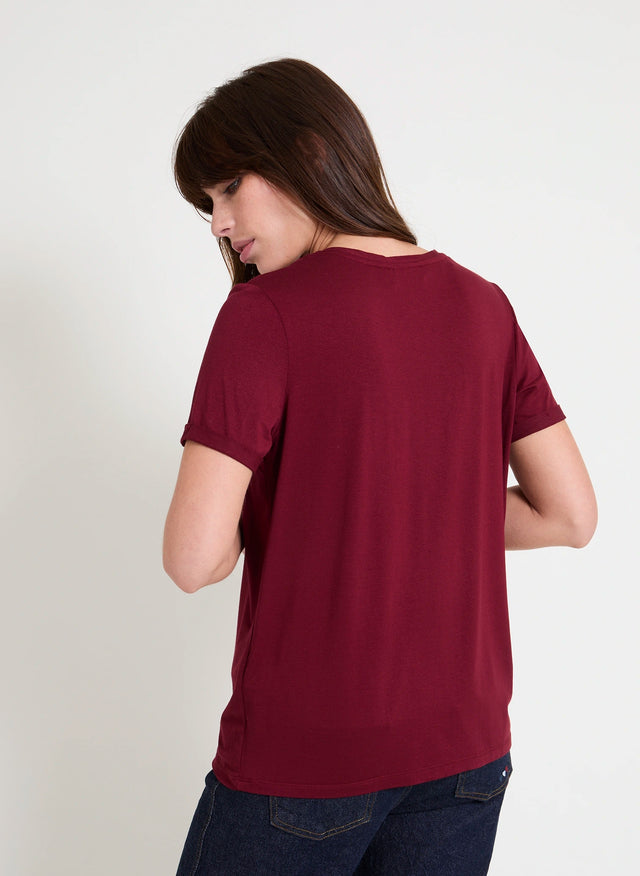 Naf Naf T-shirt Amora Bordeaux Fonce