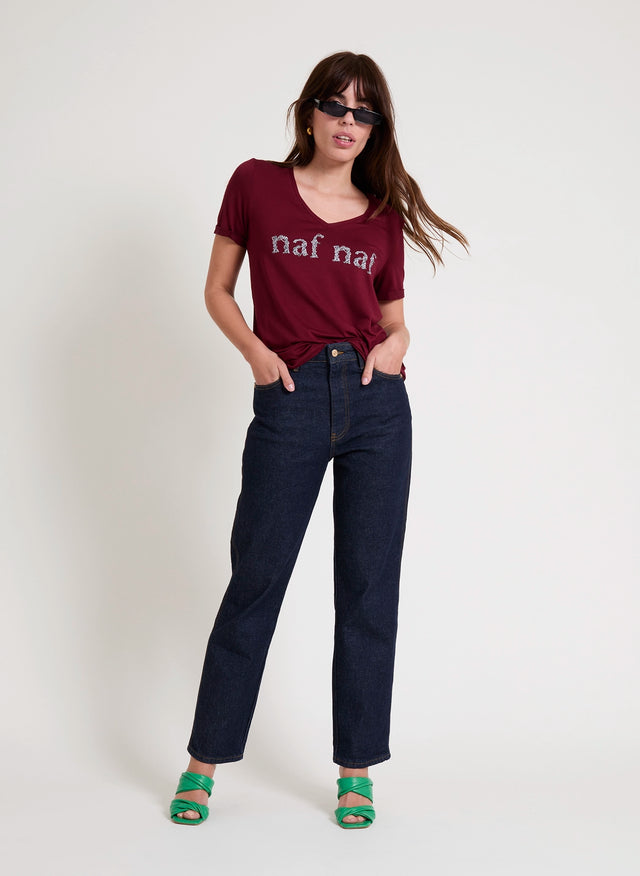 naf naf T-shirt Amora Bordeaux Fonce