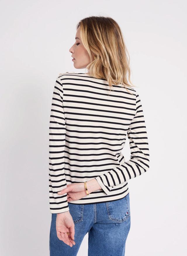 Naf Naf T-shirt Mariniere Champagne/Noir