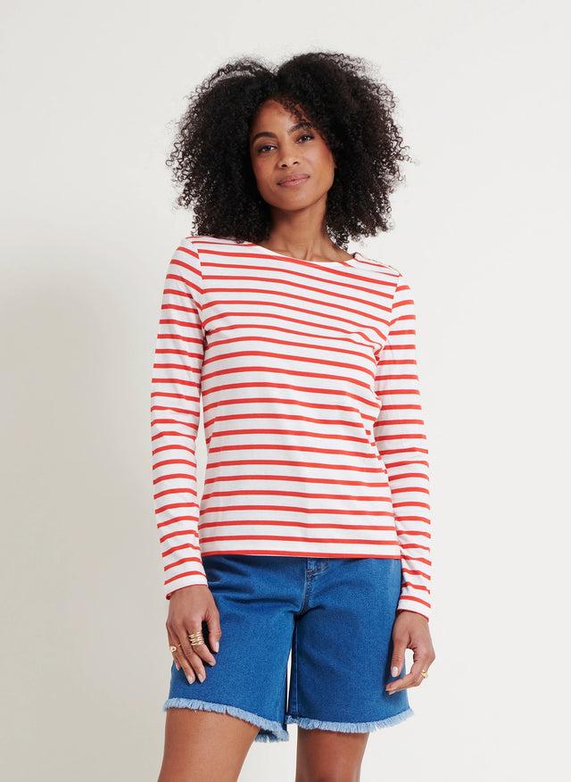 Naf Naf T-shirt Mariniere Ecru/Love