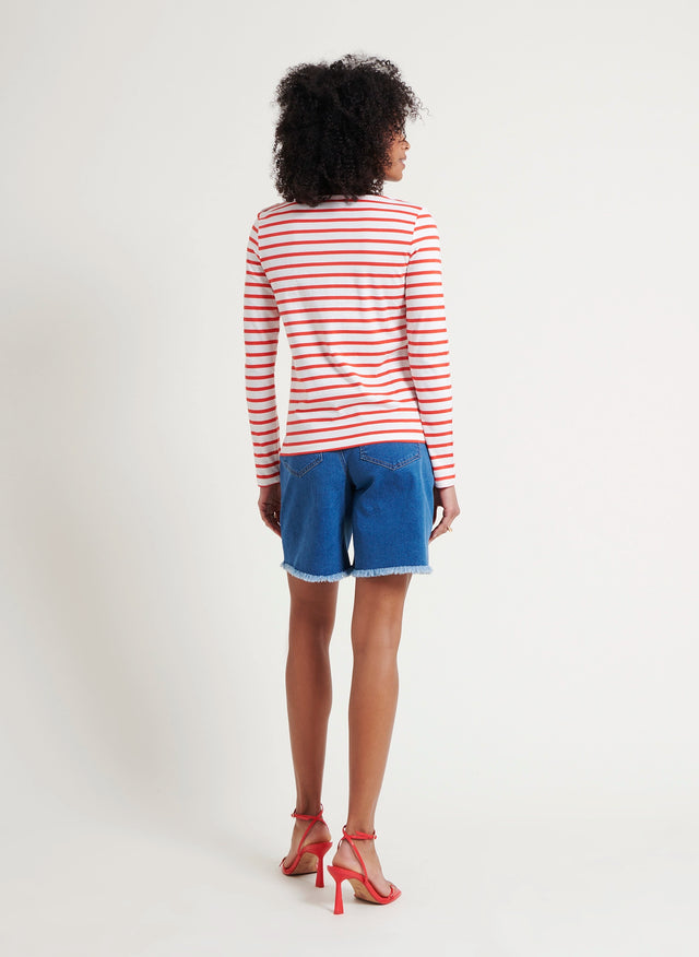 Naf Naf T-shirt Mariniere Ecru/Love