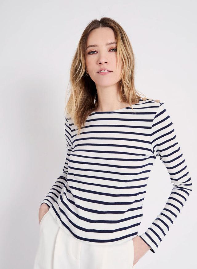 Naf Naf T-shirt Mariniere Ecru/Marine
