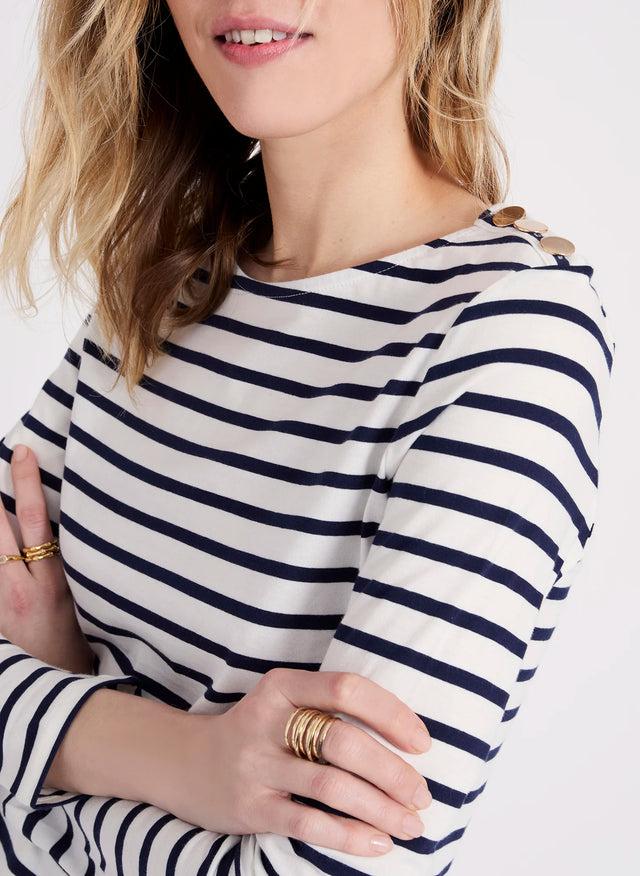 Naf Naf T-shirt Mariniere Ecru/Marine