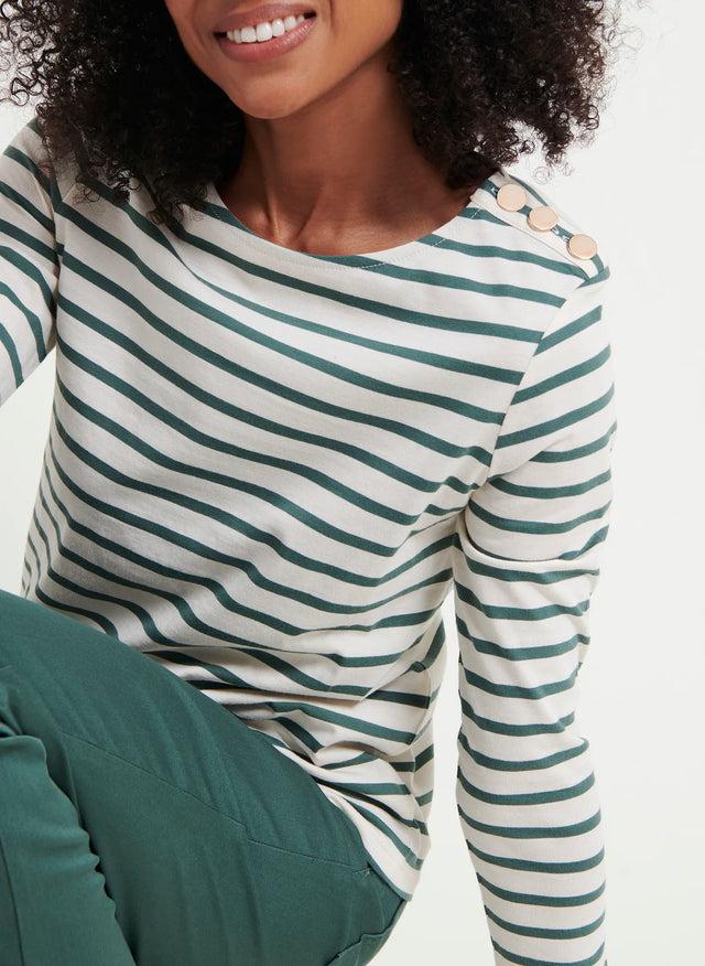 Naf Naf T-shirt Mariniere Kaki/Champagne