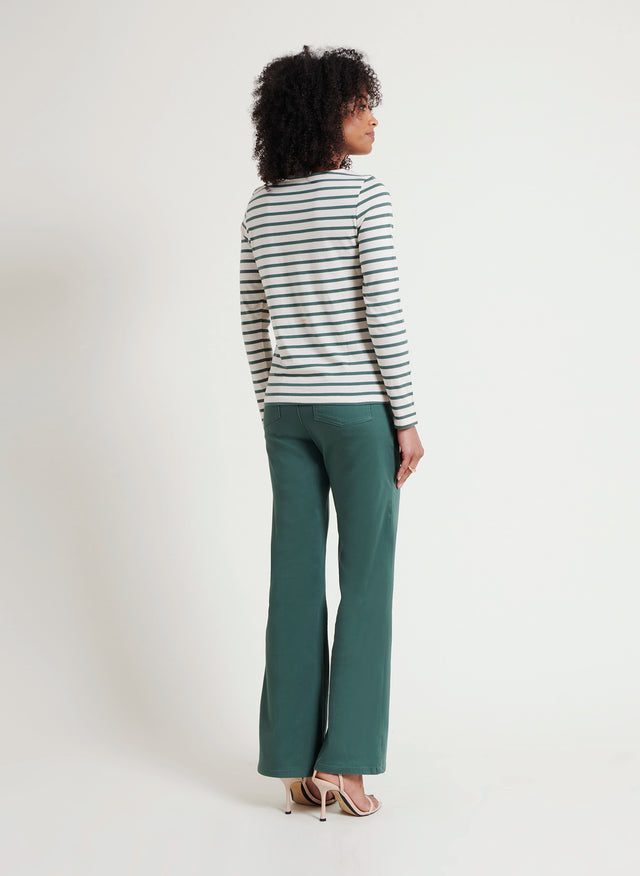 Naf Naf T-shirt Mariniere Kaki/Champagne