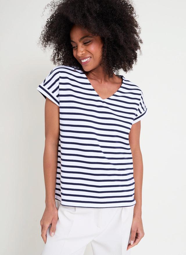 Naf Naf T-shirt Sacha Blanc/Marine