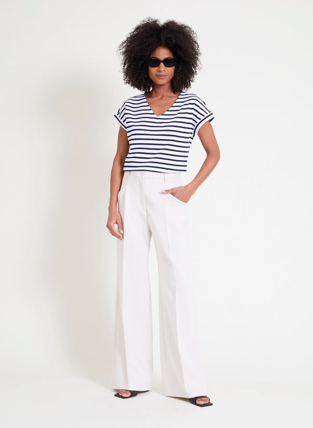 naf naf T-shirt Sacha Blanc/Marine