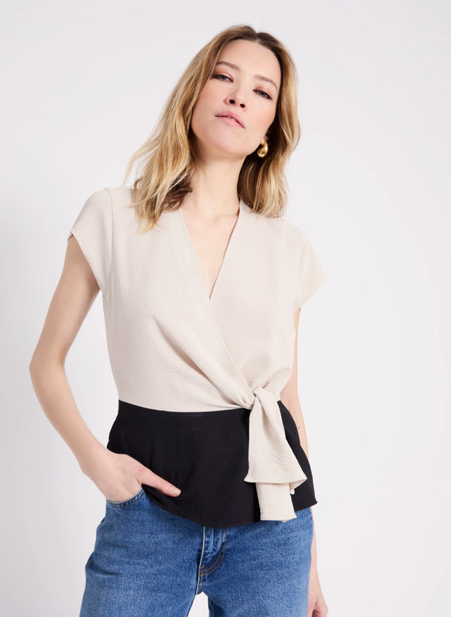 Naf Naf Top Lupita Beige/Noir