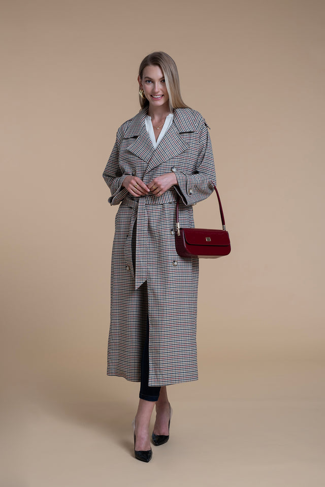 Naf Naf Trench Bobbie Tweed Marron
