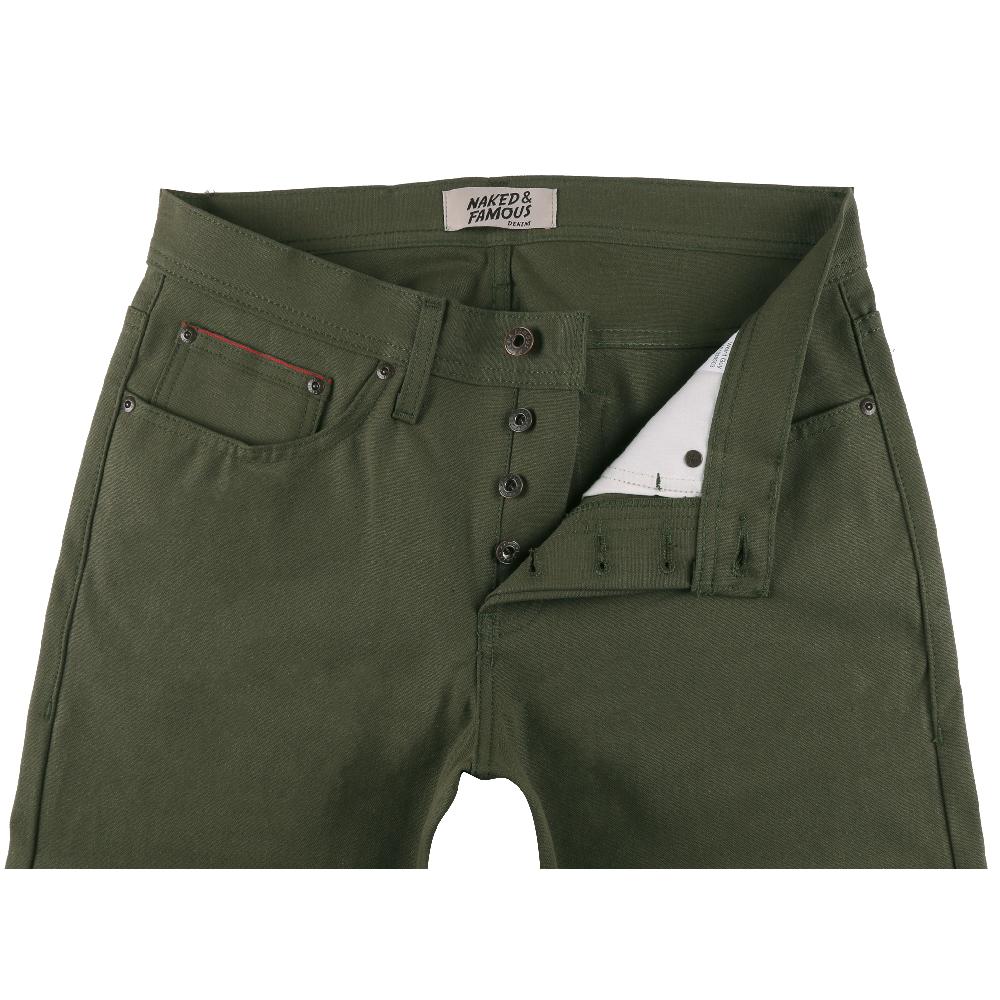 Naked & Famous Denim Army Green Duck Canvas Selvedge