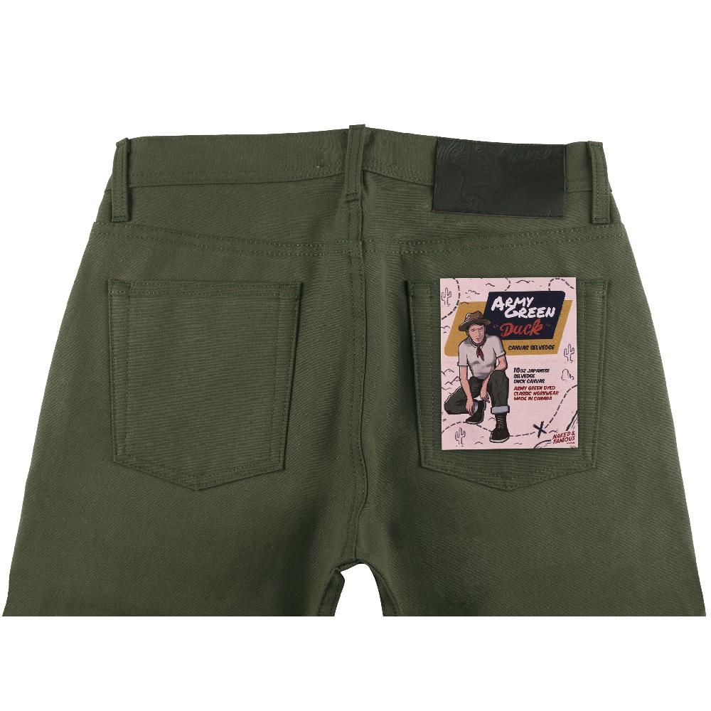 Naked & Famous Denim Army Green Duck Canvas Selvedge