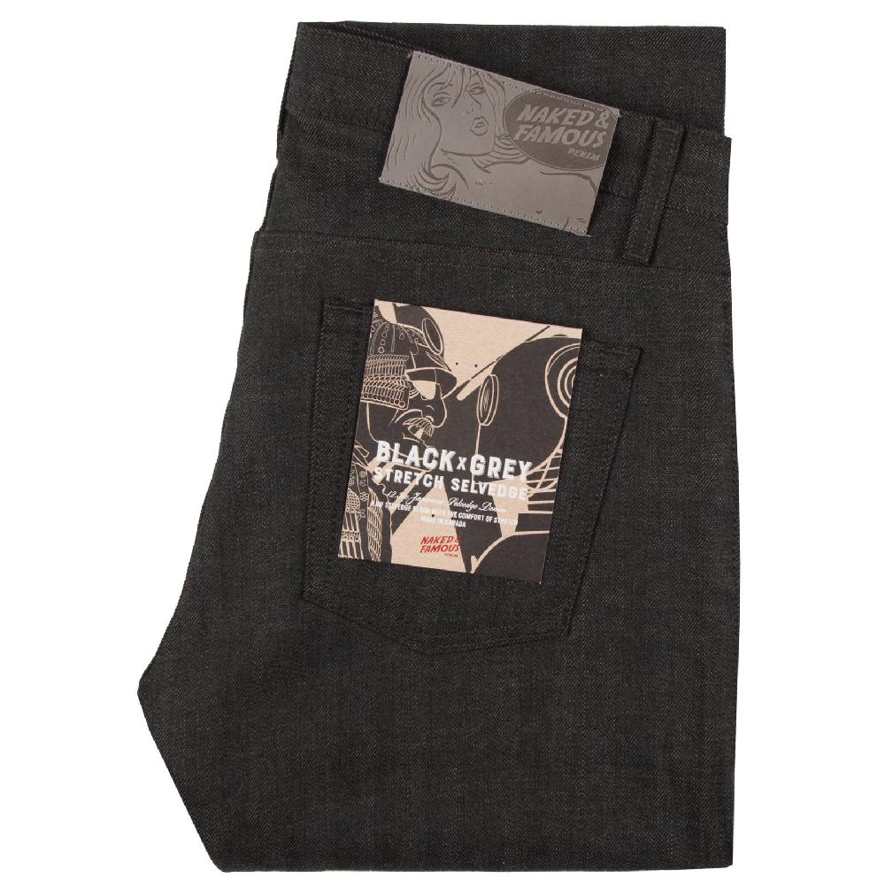 naked & famous denim Black x Grey Stretch Selvedge