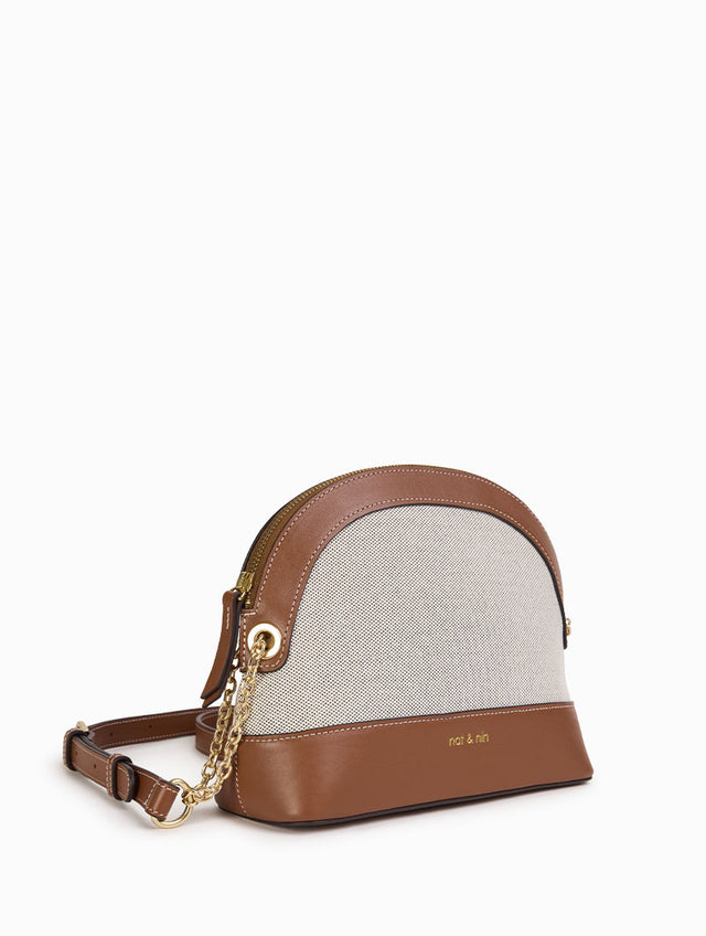 Nat & Nin Sacs Porté épaule Juliet Toile Toile Noisette