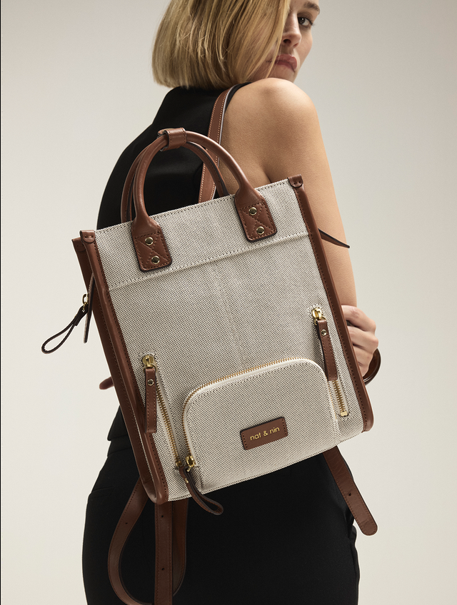 Nat & Nin Sacs à Dos Et Sacs A4 Macy Backpack Toile Noisette