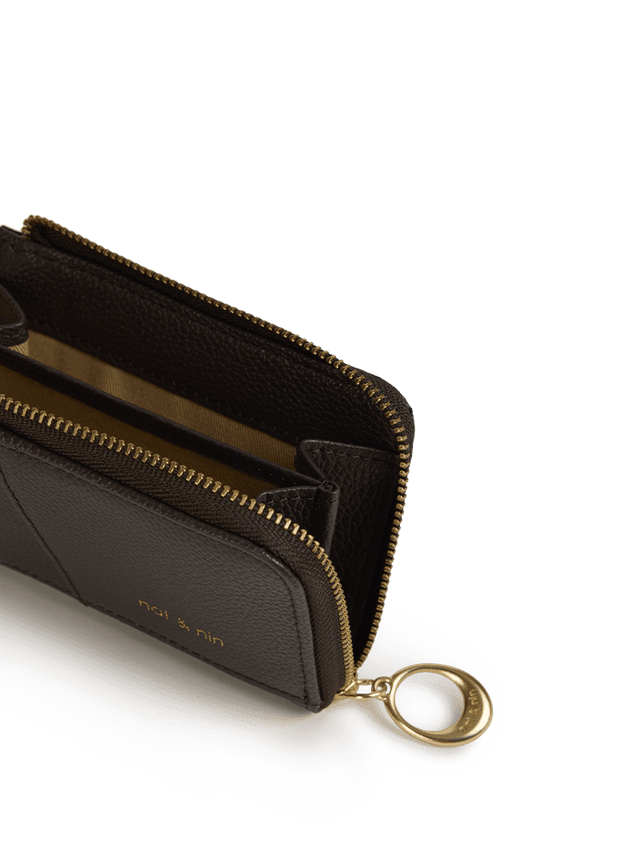 Nat & Nin Porte Monnaies Niko Ébène Grainé