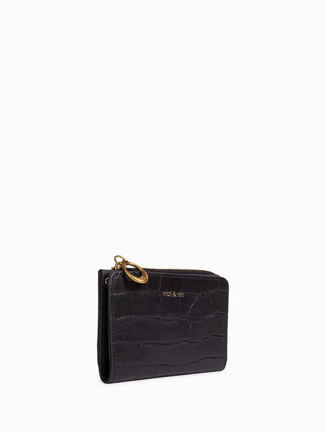 Nat & Nin Portefeuilles Iza Croco Noir