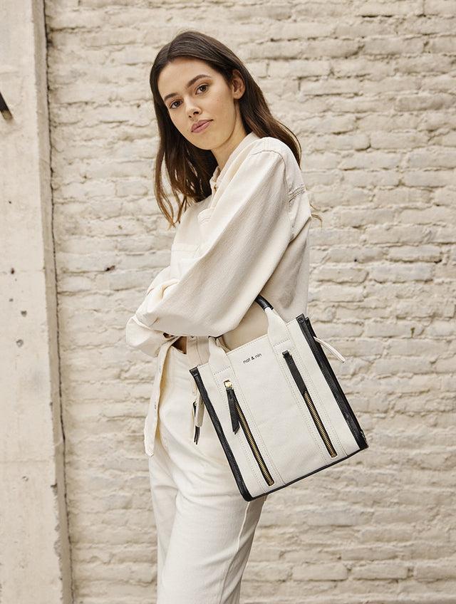 Nat & Nin Sacs à Main Mini Opéra Canvas Noir Glacé