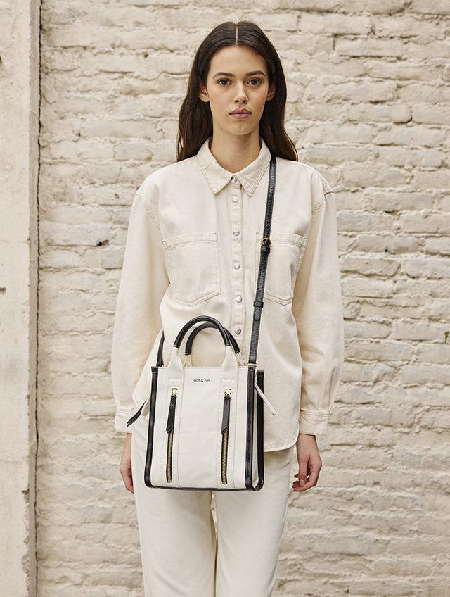 Nat & Nin Sacs à Main Mini Opéra Canvas Noir Glacé