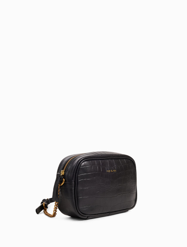 Nat & Nin Sacs Porté épaule Geri Croc Noir