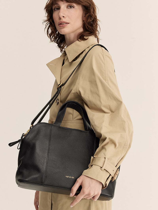 Nat & Nin Sacs Porté épaule Jeanne Noir Grainé