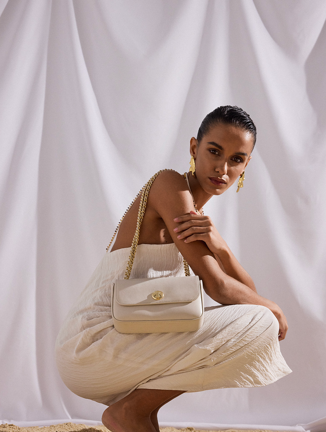 Nat & Nin Sacs Porté épaule Mini Grace Blanc Argile