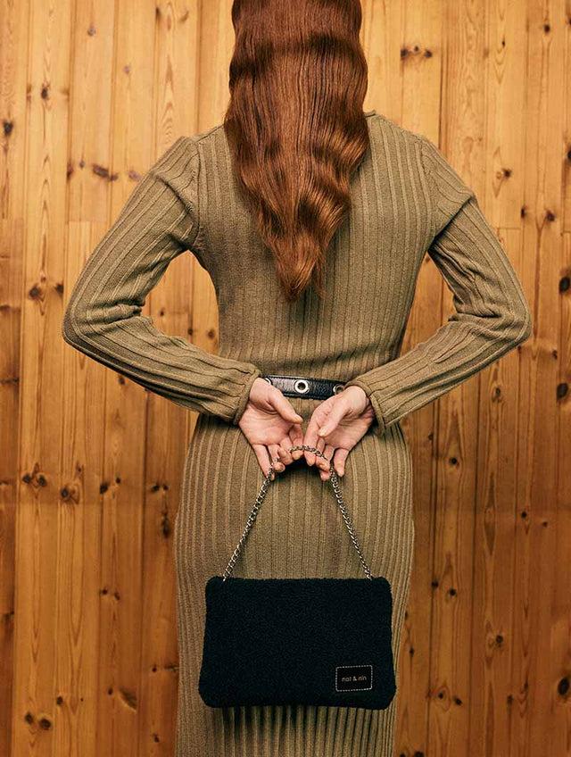 Nat & Nin Sacs Porté épaule Molly Teddy Noir