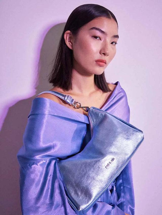 Nat & Nin Sacs Porté épaule Rejina Aqua Silver