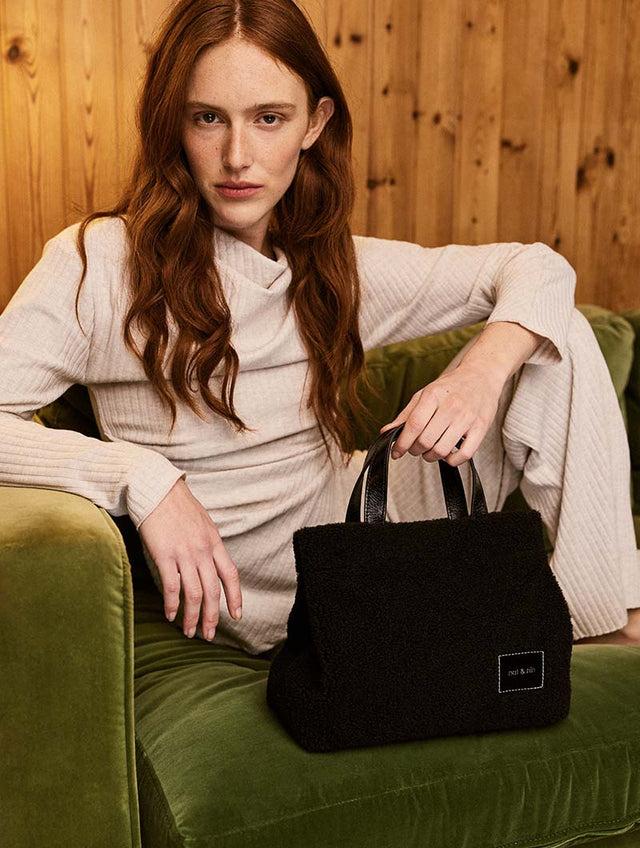 Nat & Nin Sacs porté épaule Sidney Teddy Noir