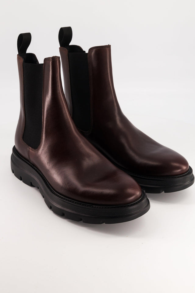 National Standard Bottines / Botts Chelsea En Cuir Nappa Marron